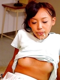 Schoolgirl Nagisa gets facialized